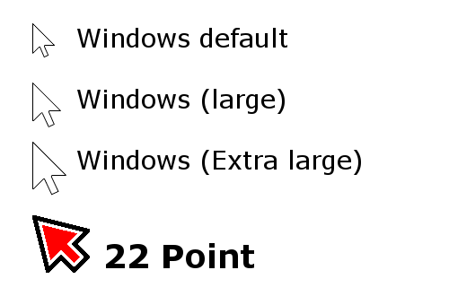 [Image of our cursors compared to the Windows standard size]